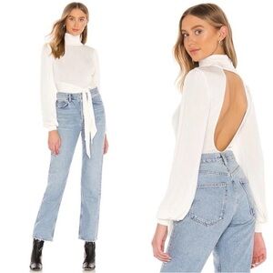 Free People Ivory Blouse with Open Back